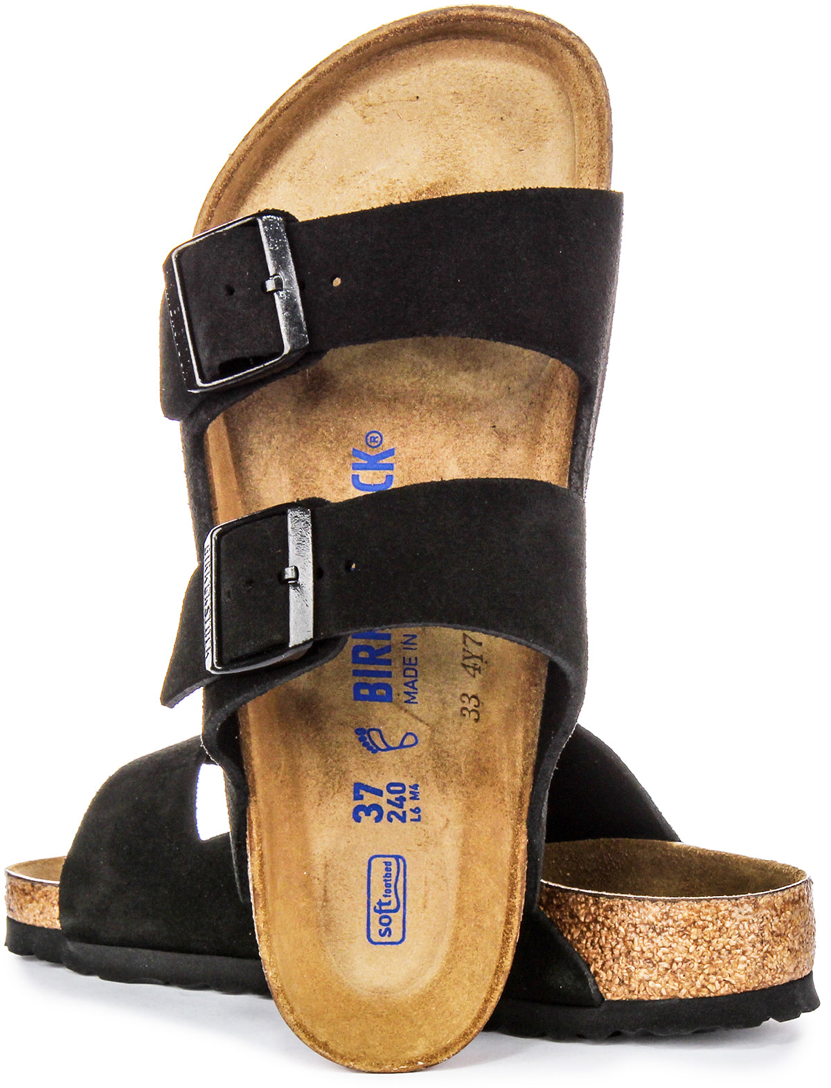 Sandali Birkenstock Arizona | Pelle scamosciata nera - Plantare morbido per uomo e donna