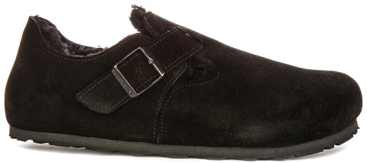 Birkenstock London Clogs | Black shearling-lined suede for Women - Regular Fit