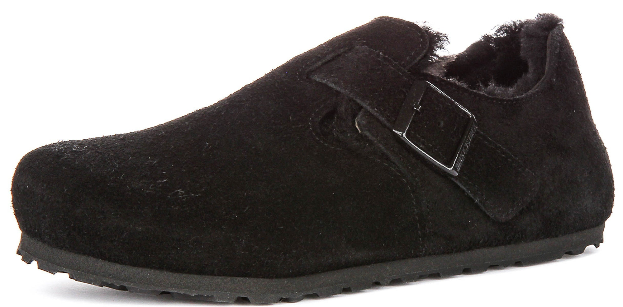 Birkenstock London Clogs | Black shearling-lined suede for Men and Women - Narrow Fit