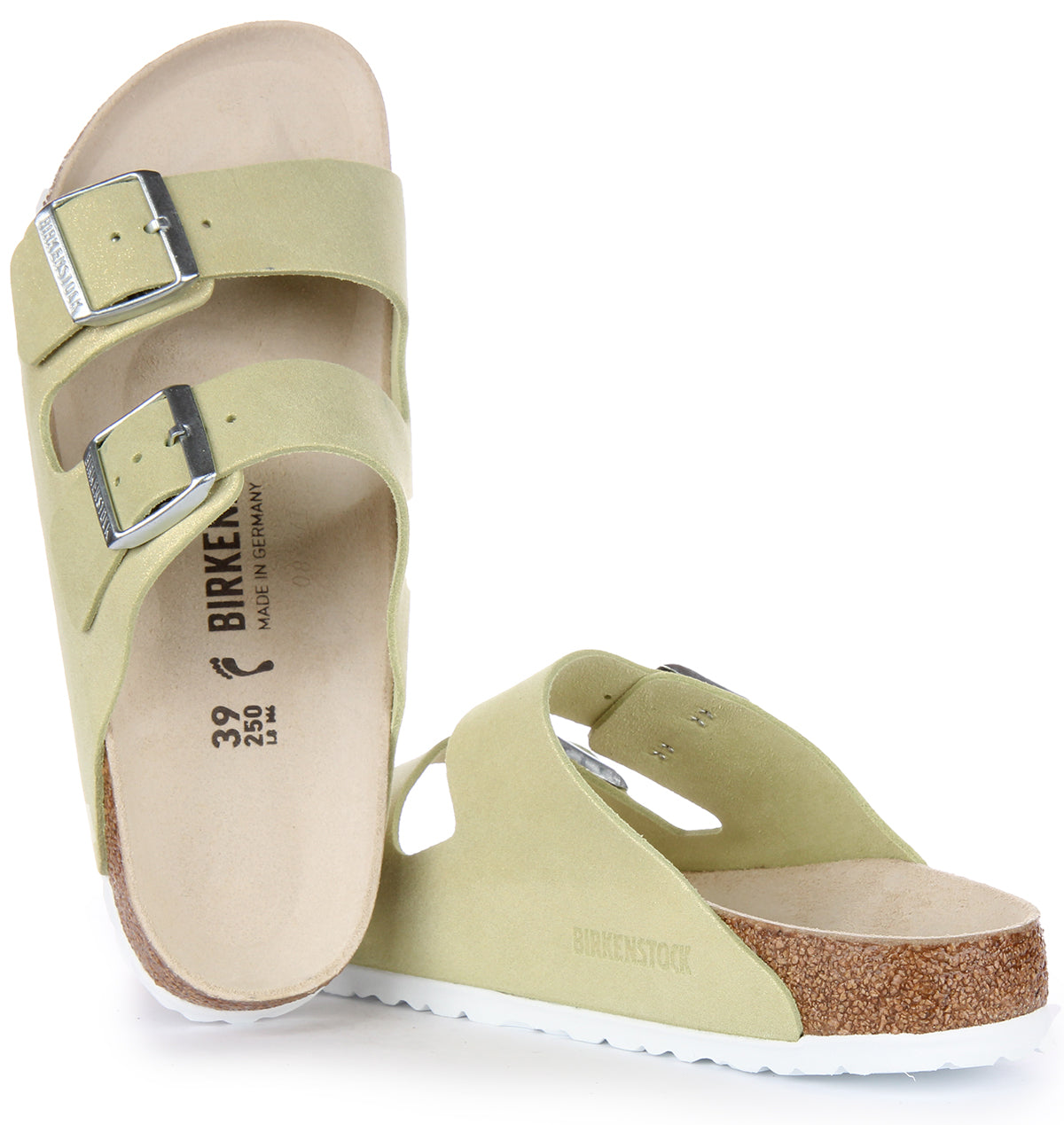 Sandales Birkenstock Arizona | Cuir suédé vert clair pour homme et femme