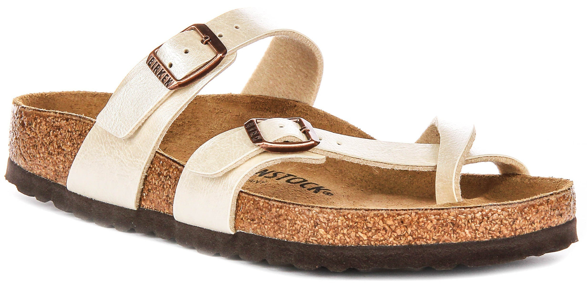 Sandali Birkenstock Mayari | Birko-Flor bianco perla - Finitura metallizzata da donna