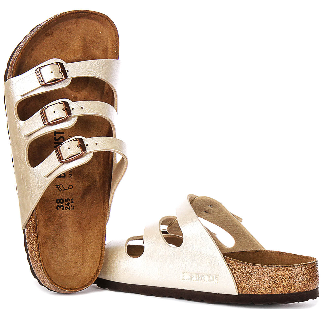 Birkenstock Florida sandali | Birko-Flor bianco perla da donna - Calzata regolare