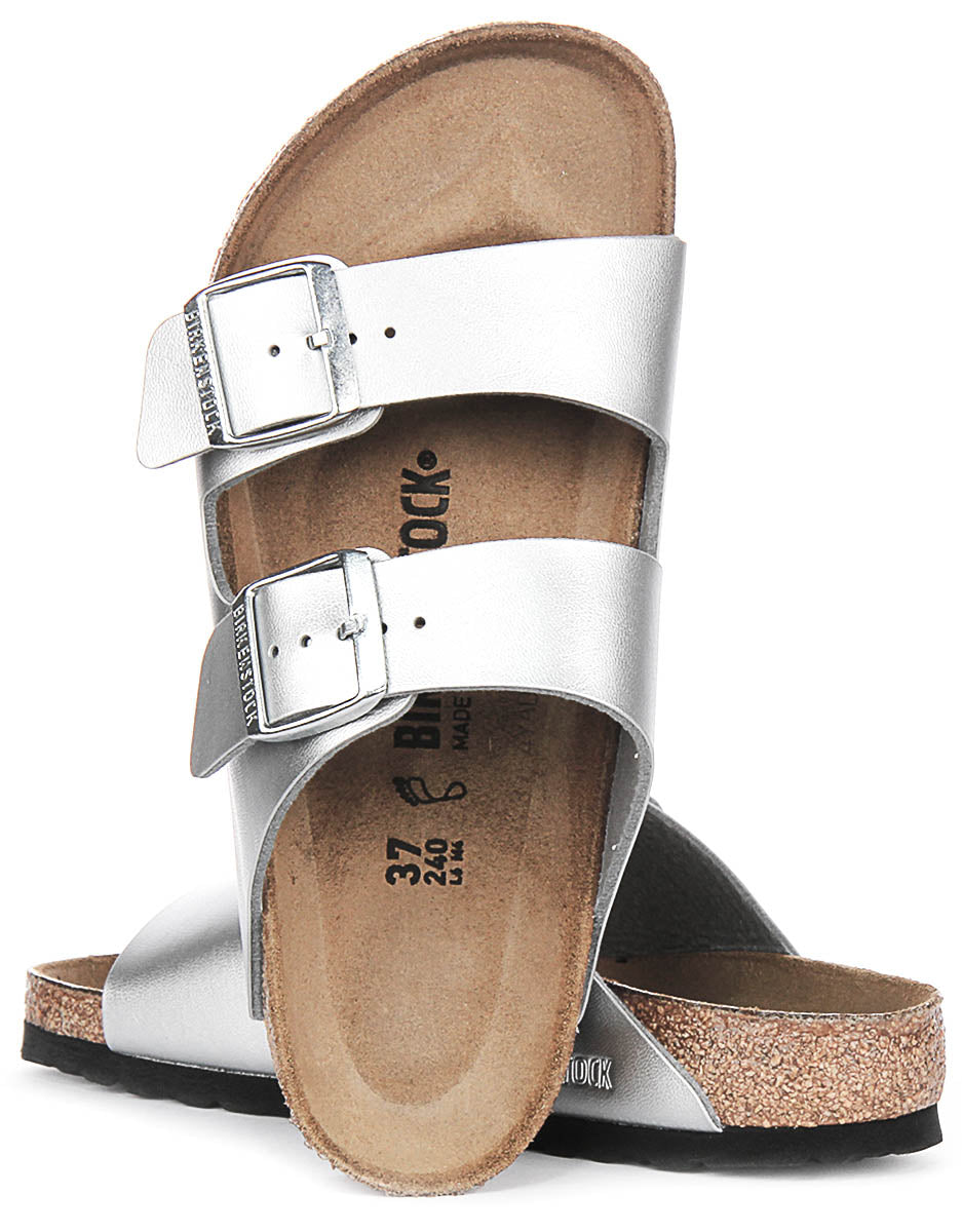 Sandali Birkenstock Arizona | Birko-Flor argento per donna - Vestibilità regolare