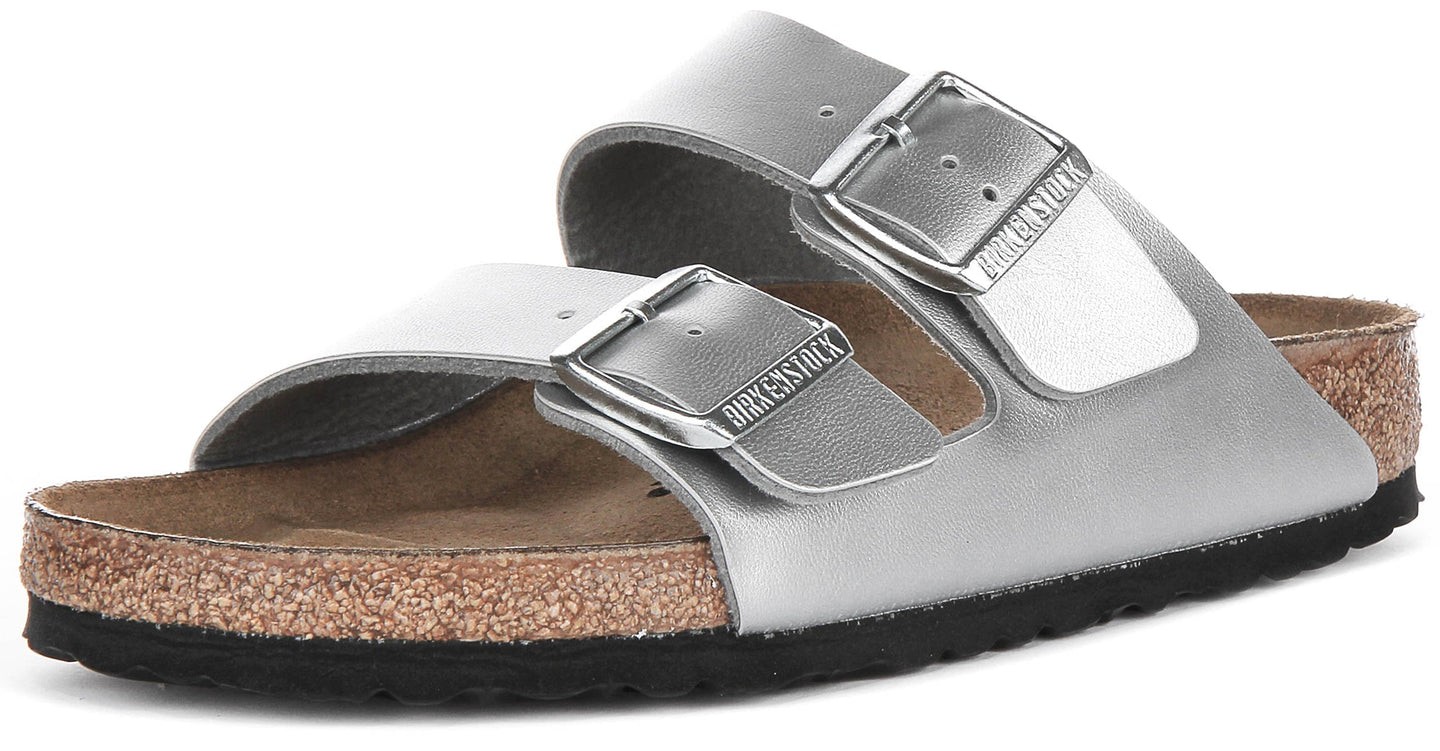 Birkenstock Arizona Sandals | Silver Birko-Flor for Women - Regular Fit