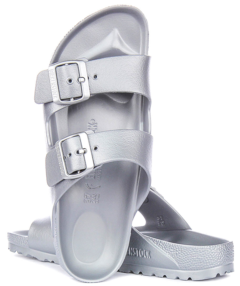 Sandales Birkenstock Arizona | en EVA argenté pour hommes et femmes – largeur étroite