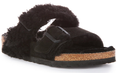 Sandali Birkenstock Arizona | Vera pelle nera - Finitura bicolore da donna
