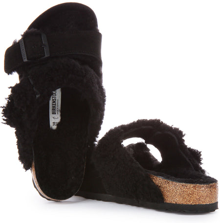 Sandali Birkenstock Arizona | Vera pelle nera - Finitura bicolore da donna