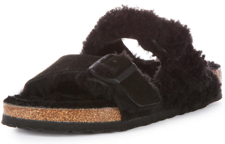Sandali Birkenstock Arizona | Vera pelle nera - Finitura bicolore da donna