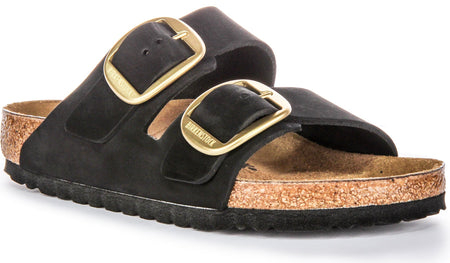 Birkenstock Arizona-sandaler | Svart mockaläder – Big Buckle för kvinnor