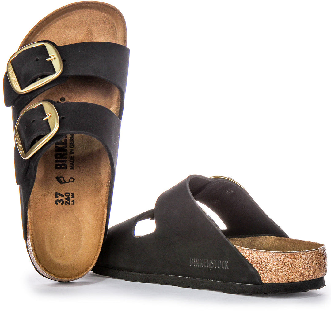 Birkenstock Arizona Sandals | Black suede leather - Big Buckle for Women