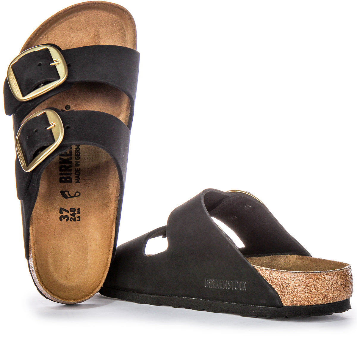 Birkenstock Arizona-sandaler | Svart mockaläder – Big Buckle för kvinnor