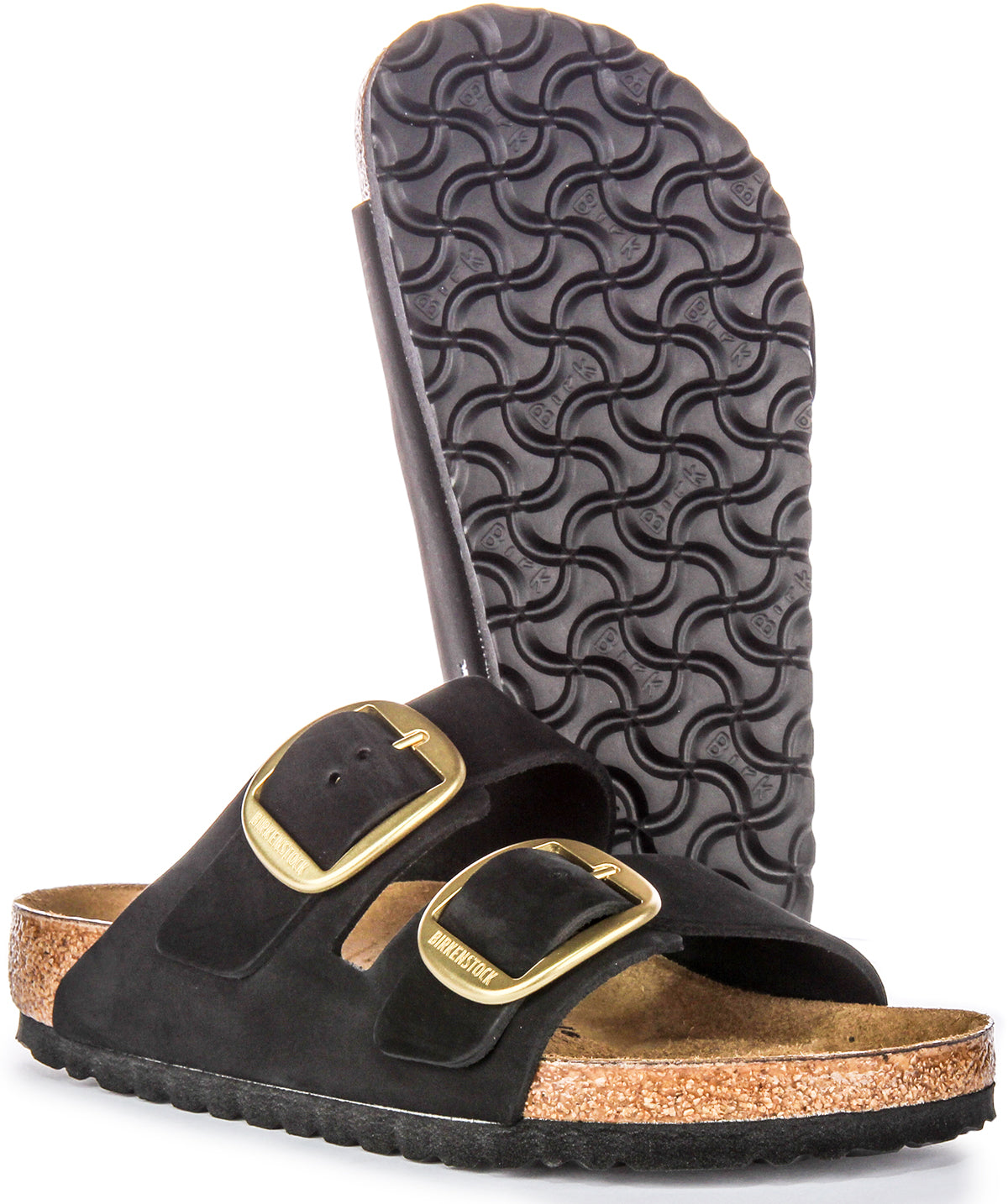 Birkenstock Arizona-sandaler | Svart mockaläder – Big Buckle för kvinnor