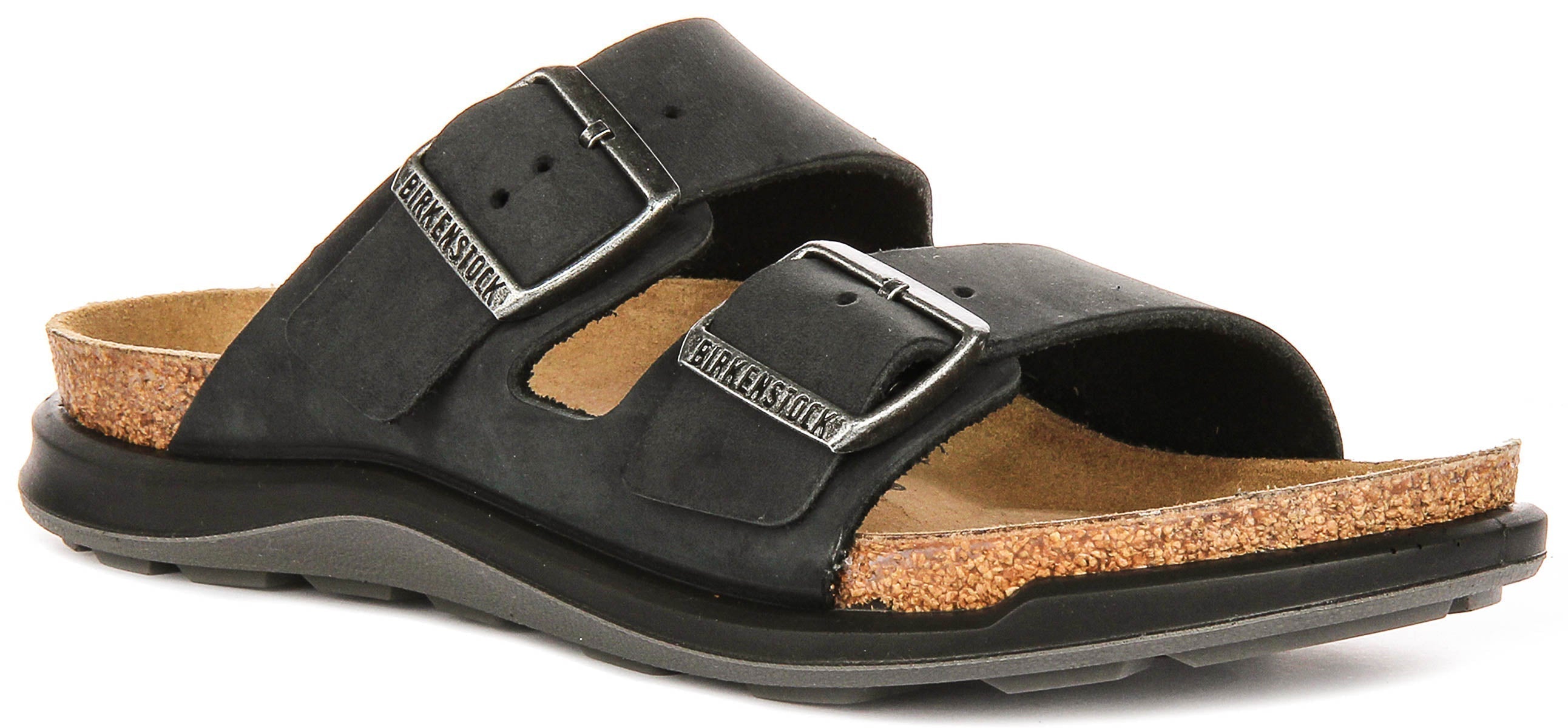 Birkenstock Arizona sandales | cuir suédé noir - semelle Crosstown pour femmes - coupe standard