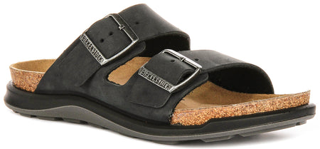 Birkenstock Arizona sandales | cuir suédé noir - semelle Crosstown pour femmes - coupe standard