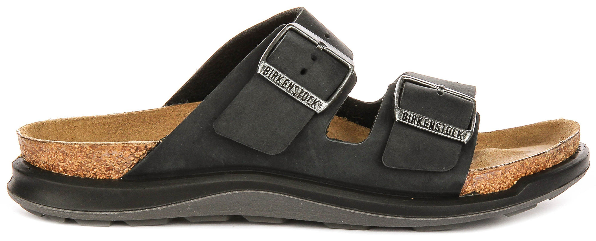 Birkenstock Arizona sandales | cuir suédé noir - semelle Crosstown pour femmes - coupe standard