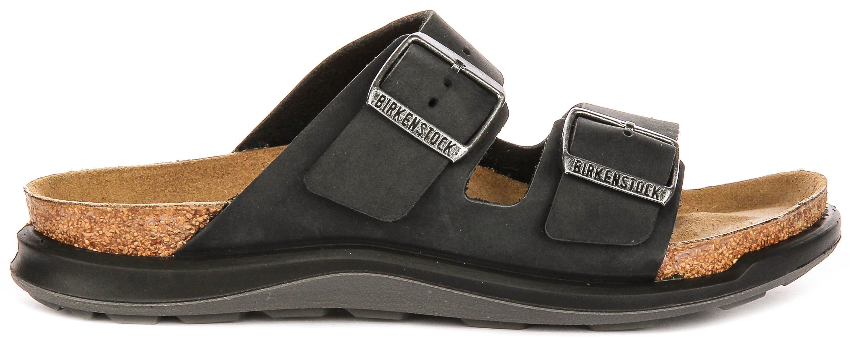 Birkenstock Arizona sandales | cuir suédé noir - semelle Crosstown pour femmes - coupe standard