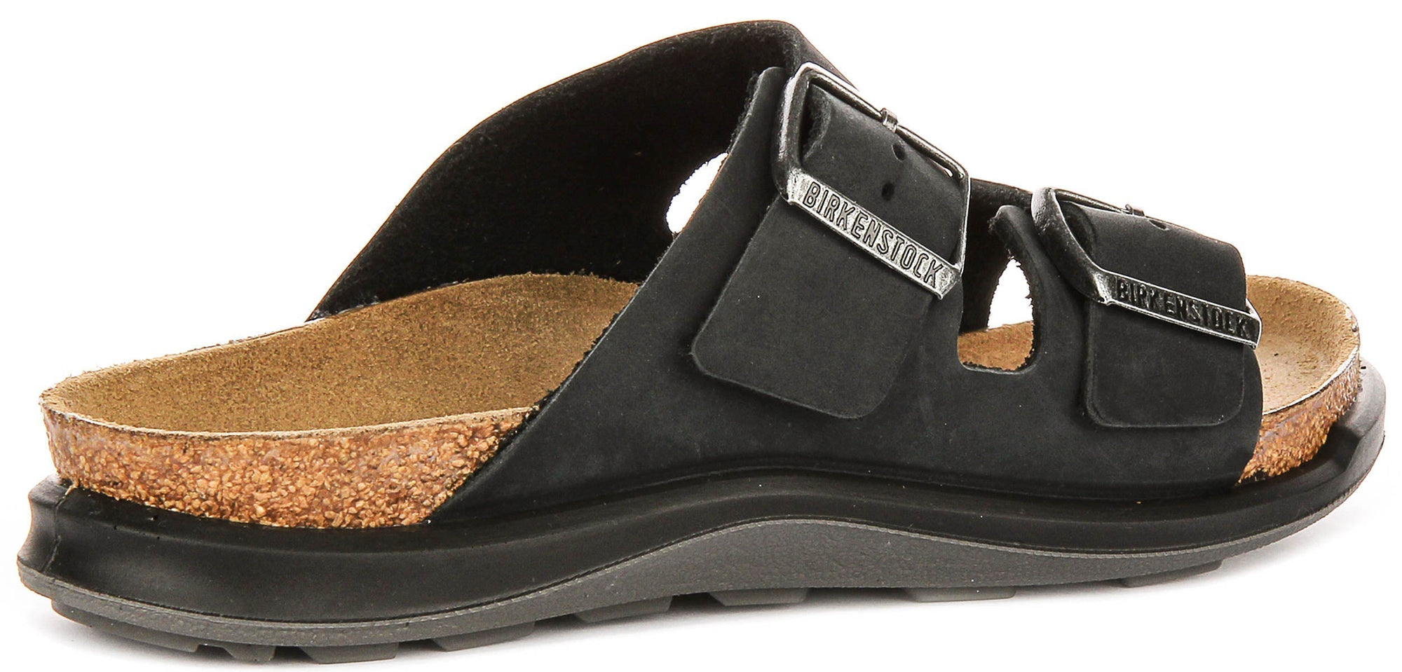 Birkenstock Arizona sandales | cuir suédé noir - semelle Crosstown pour femmes - coupe standard