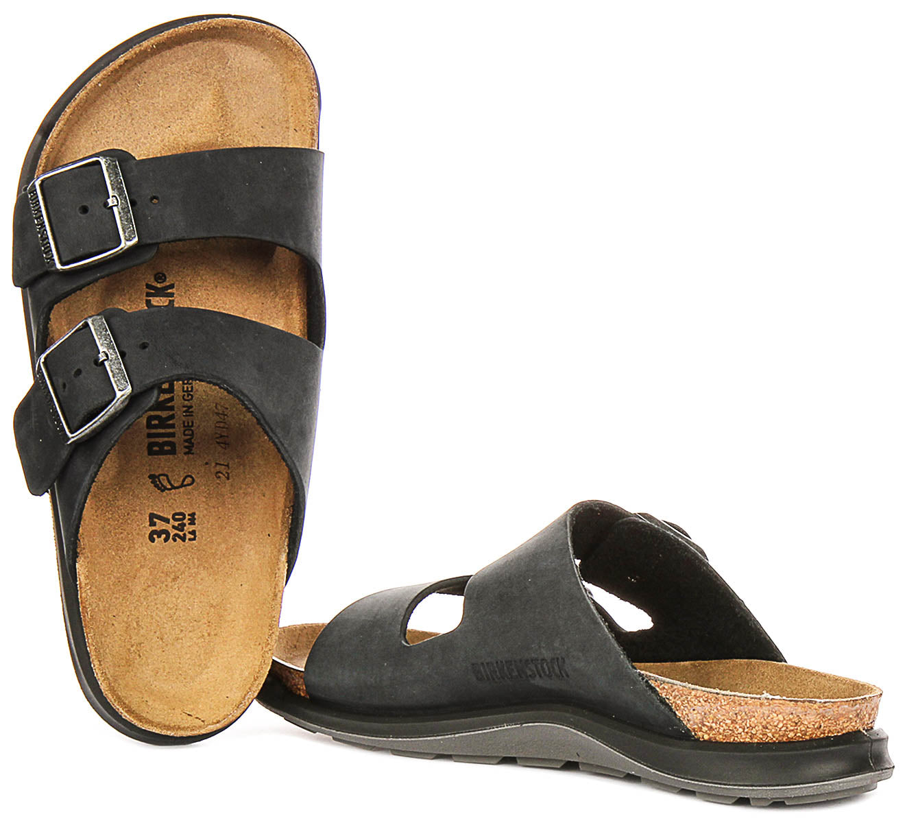 Birkenstock Arizona sandales | cuir suédé noir - semelle Crosstown pour femmes - coupe standard