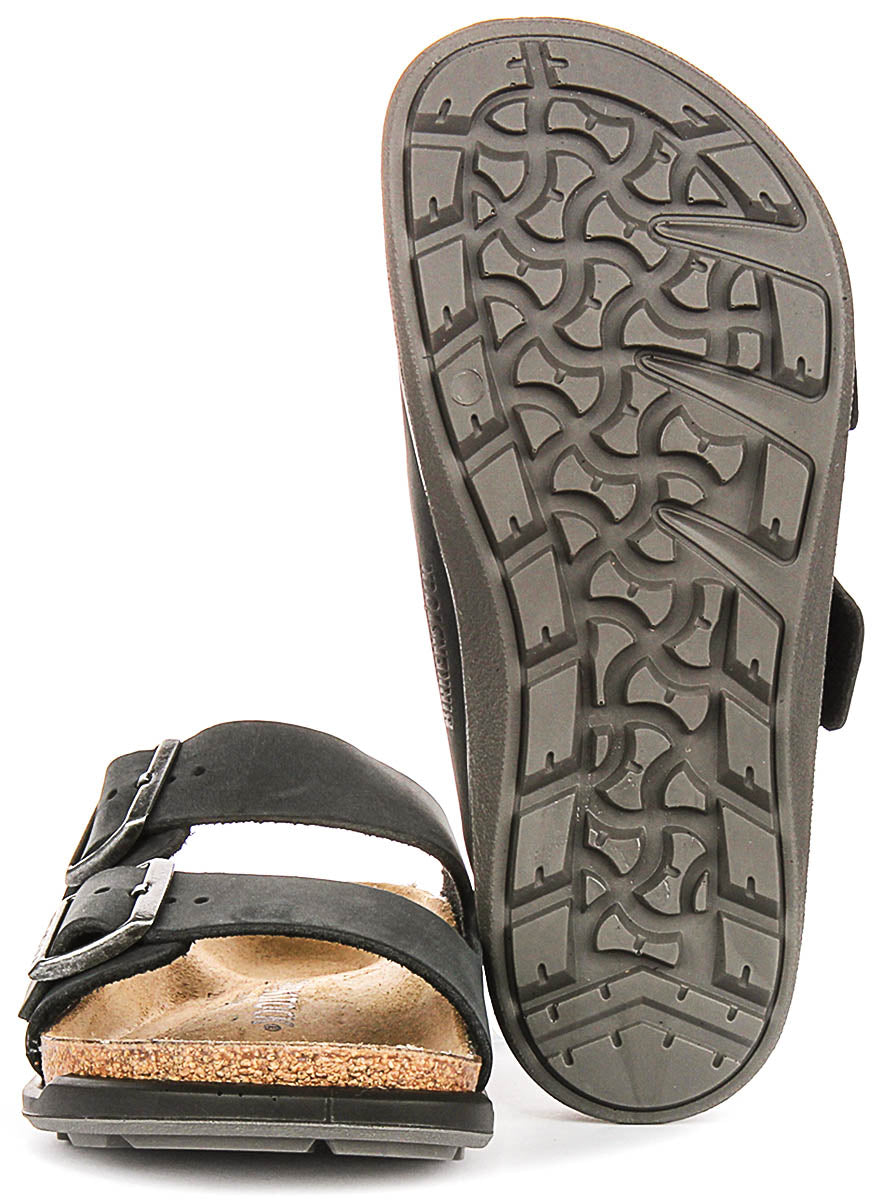 Birkenstock Arizona sandales | cuir suédé noir - semelle Crosstown pour femmes - coupe standard