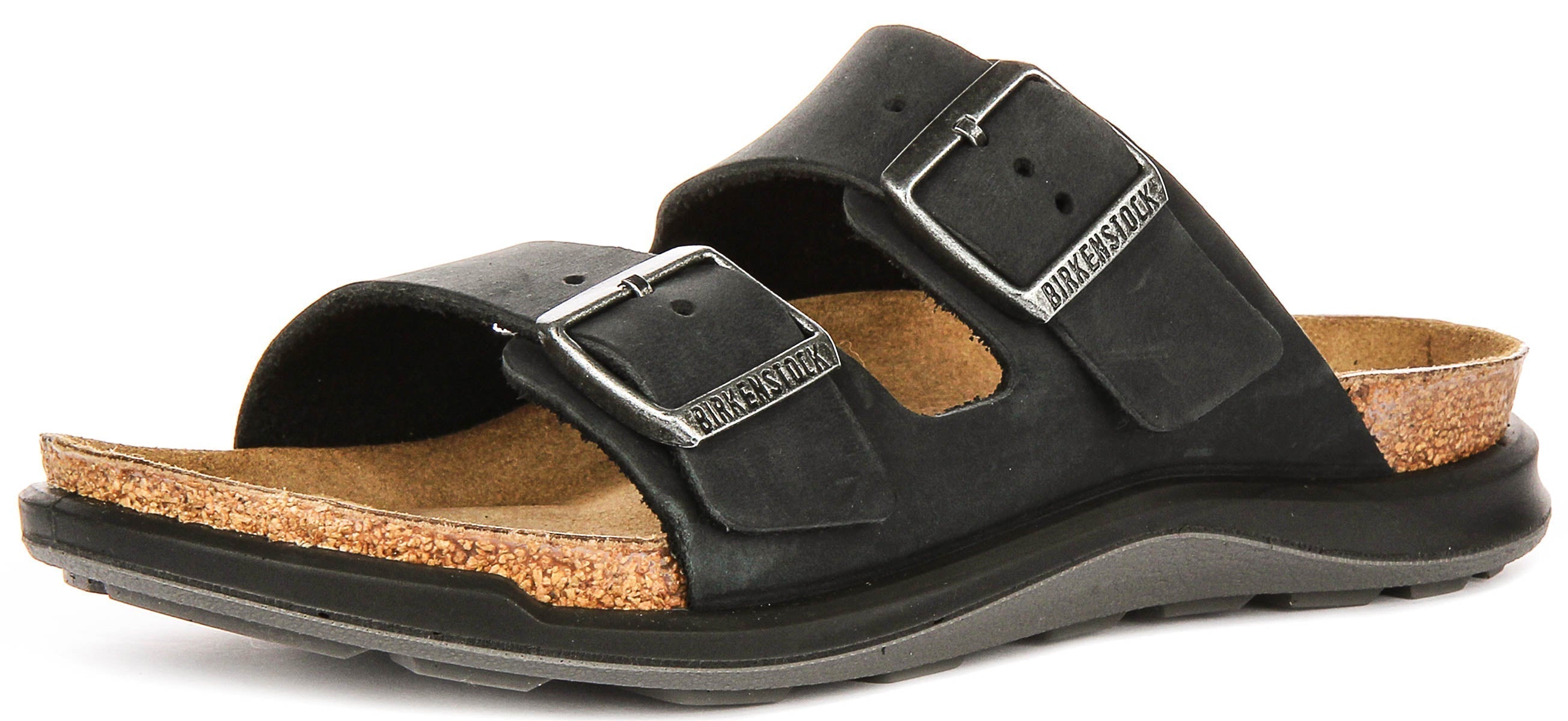Birkenstock Arizona sandales | cuir suédé noir - semelle Crosstown pour femmes - coupe standard