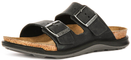 Birkenstock Arizona sandales | cuir suédé noir - semelle Crosstown pour femmes - coupe standard