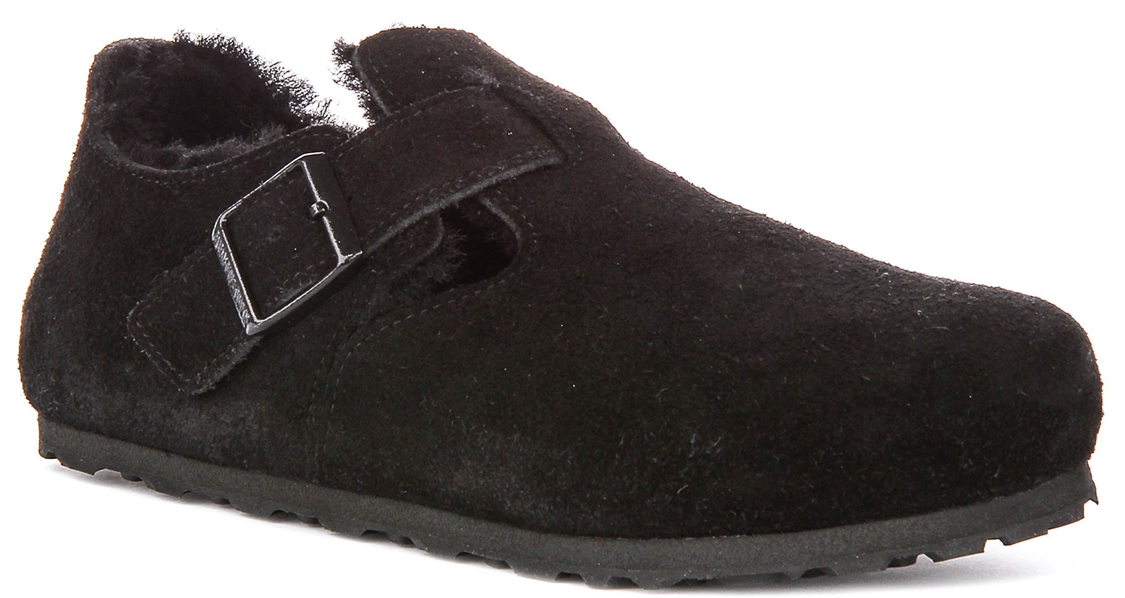 Birkenstock London Clogs | Black shearling-lined suede for Men and Women - Narrow Fit