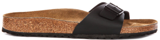 Birkenstock Madrid-sandalen | zwart Birko-Flor voor dames – smalle pasvorm
