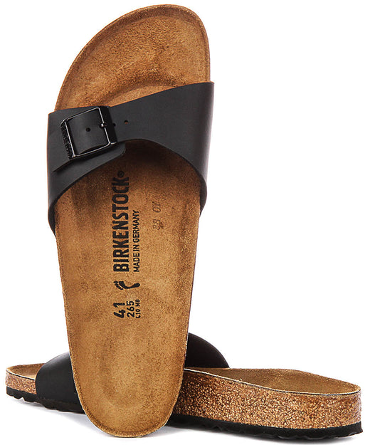 Birkenstock Madrid-sandalen | zwart Birko-Flor voor dames – smalle pasvorm