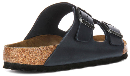 Sandalias Birkenstock Arizona | Piel auténtica azul - plantilla Soft Footbed para hombre y mujer - Ajuste regular