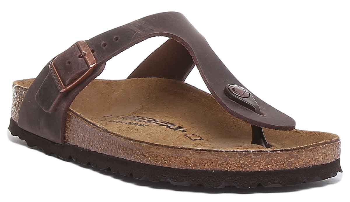 Birkenstock Gizeh sandalen | bruin echt leer voor dames