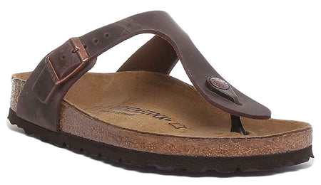 Birkenstock Gizeh sandalen | bruin echt leer voor dames