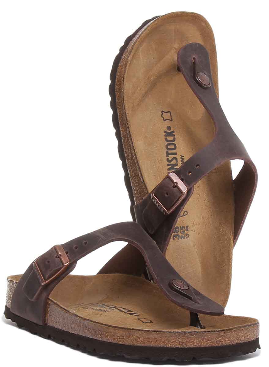 Birkenstock Gizeh sandalen | bruin echt leer voor dames