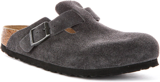 Birkenstock Boston klompen | Antraciet suèdeleer voor heren en dames - Smalle pasvorm