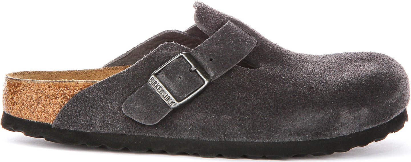 Birkenstock Boston klompen | Antraciet suèdeleer voor heren en dames - Smalle pasvorm