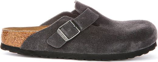 Birkenstock Boston klompen | Antraciet suèdeleer voor heren en dames - Smalle pasvorm