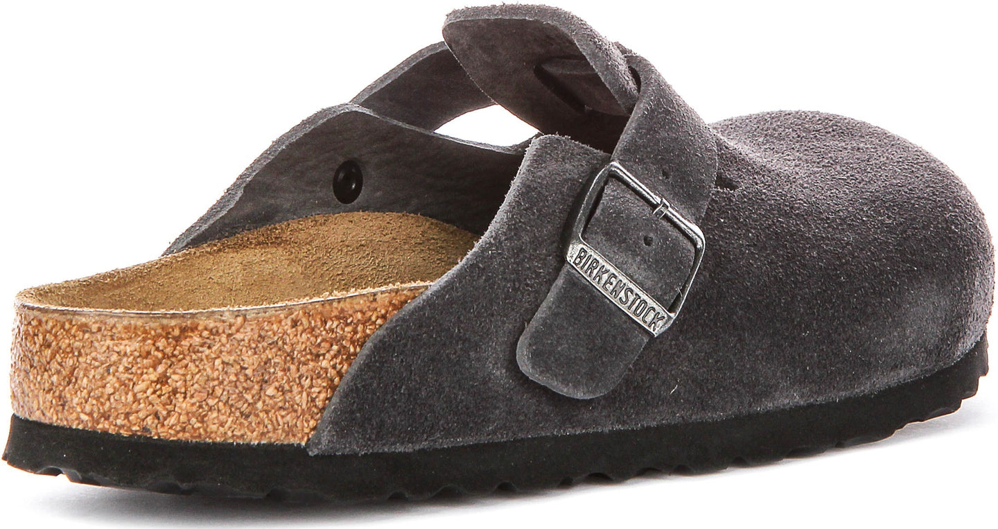 Birkenstock Boston klompen | Antraciet suèdeleer voor heren en dames - Smalle pasvorm
