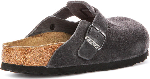 Birkenstock Boston klompen | Antraciet suèdeleer voor heren en dames - Smalle pasvorm