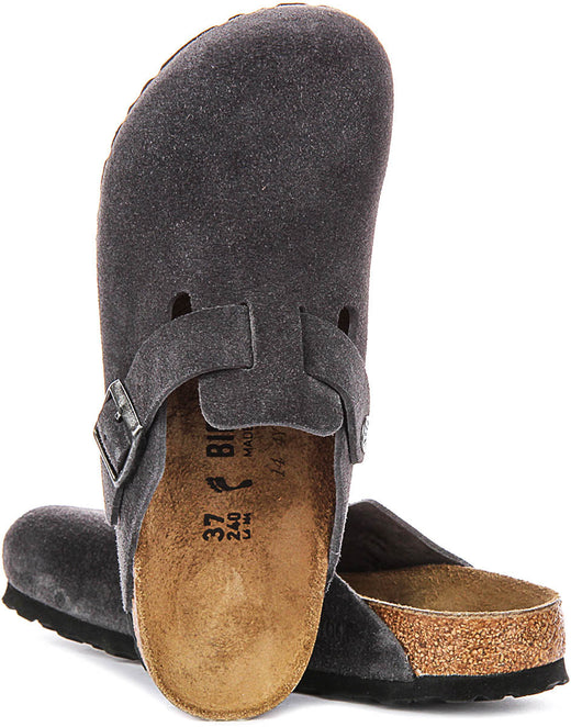Birkenstock Boston klompen | Antraciet suèdeleer voor heren en dames - Smalle pasvorm
