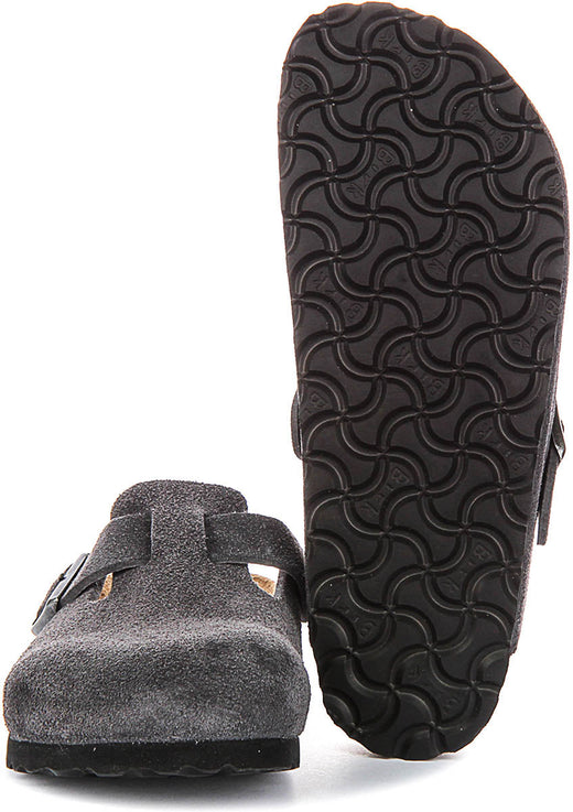 Birkenstock Boston klompen | Antraciet suèdeleer voor heren en dames - Smalle pasvorm