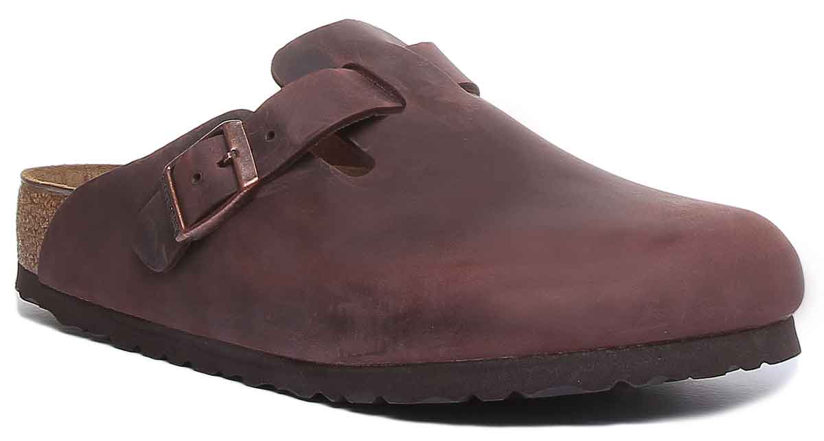 Birkenstock Boston klompen | donkerbruin echt leer voor heren