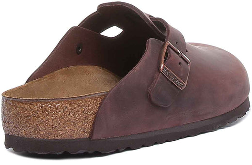 Birkenstock Boston klompen | donkerbruin echt leer voor heren
