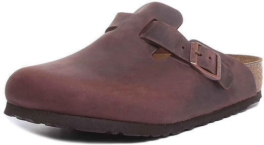 Birkenstock Boston klompen | donkerbruin echt leer voor heren