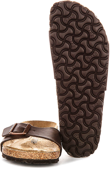 Sandales Birkenstock Madrid | Birko-Flor marron foncé pour femme - coupe étroite