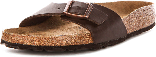 Birkenstock Madrid sandalen | Donkerbruin Birko-Flor voor dames - Smalle pasvorm