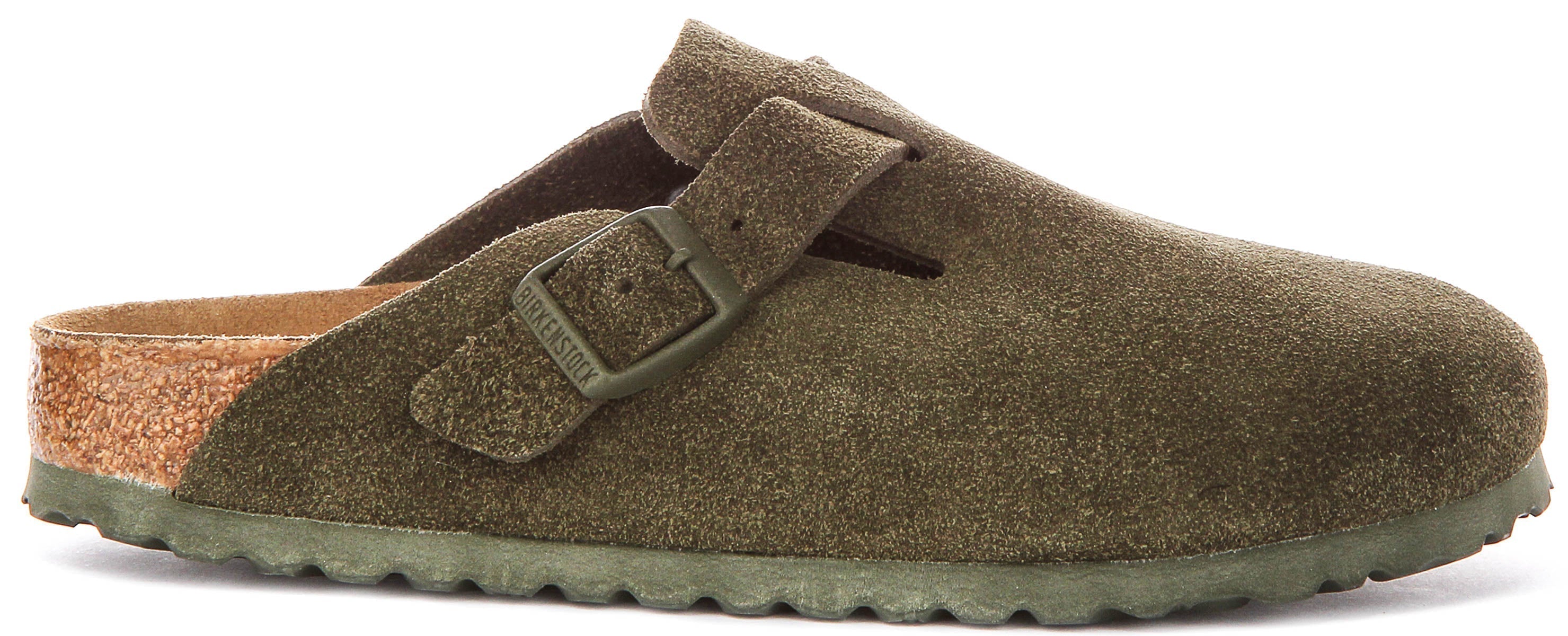 Birkenstock Boston Clogs | Dark Green Birko-Flor for Men and Women - Narrow Fit