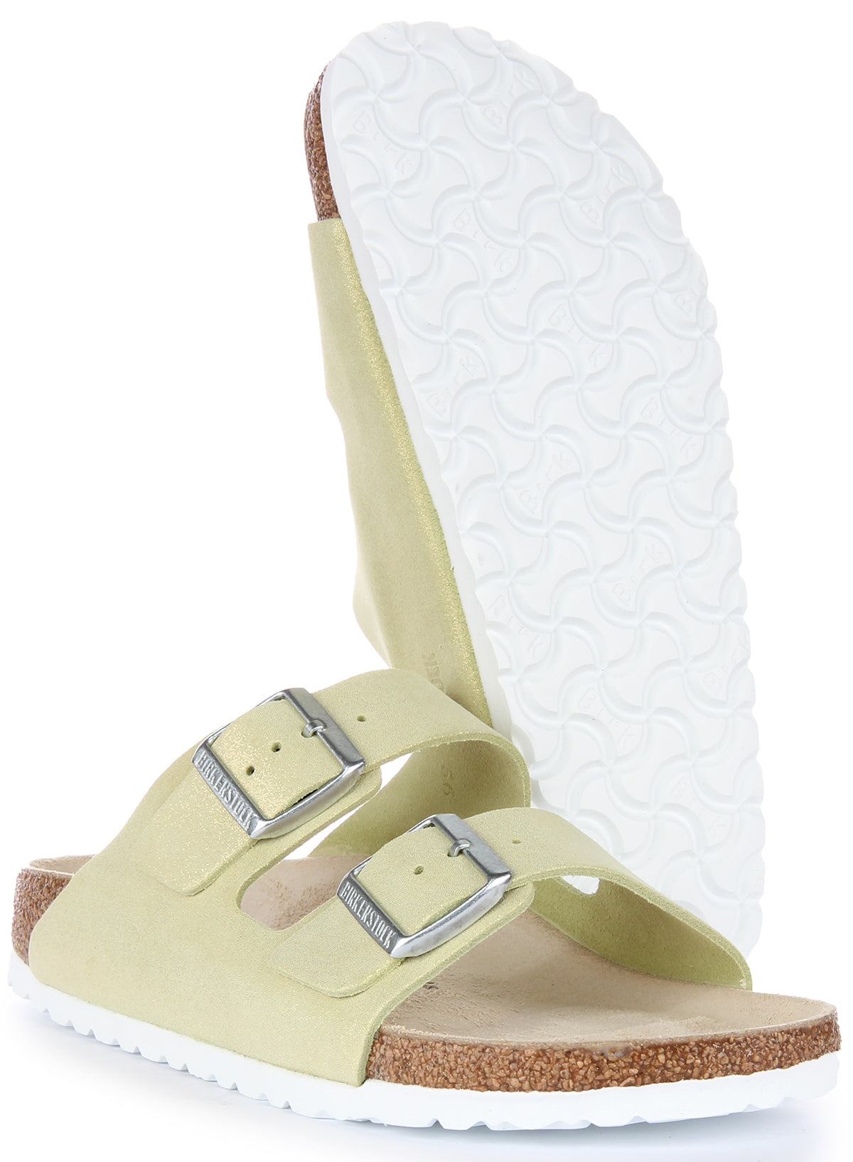 Sandales Birkenstock Arizona | Cuir suédé vert clair pour homme et femme