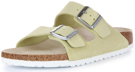 Sandales Birkenstock Arizona | Cuir suédé vert clair pour homme et femme