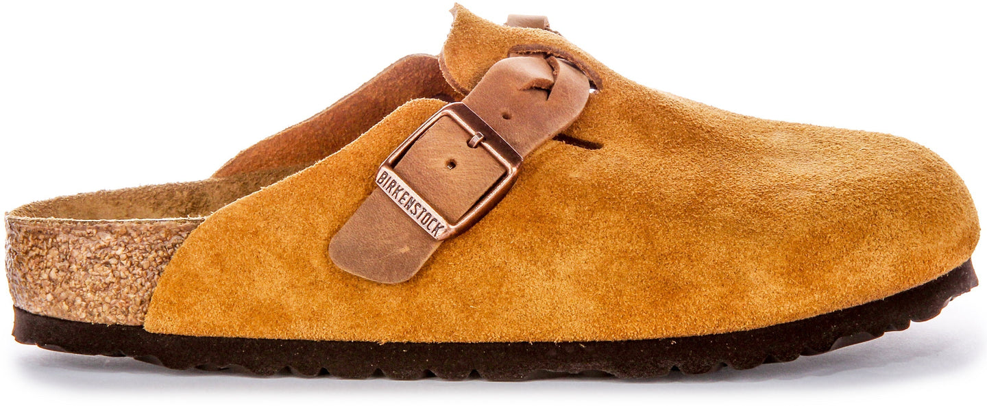 Birkenstock Boston Clogs | Mink suede leather - Braided Strap for Women