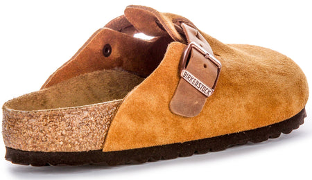 Sabots Birkenstock Boston | Cuir suédé vison - bride tressée pour femmes