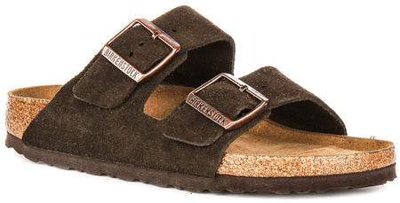 Sandali Birkenstock Arizona | Pelle scamosciata color moka - plantare morbido da uomo e donna - calzata stretta